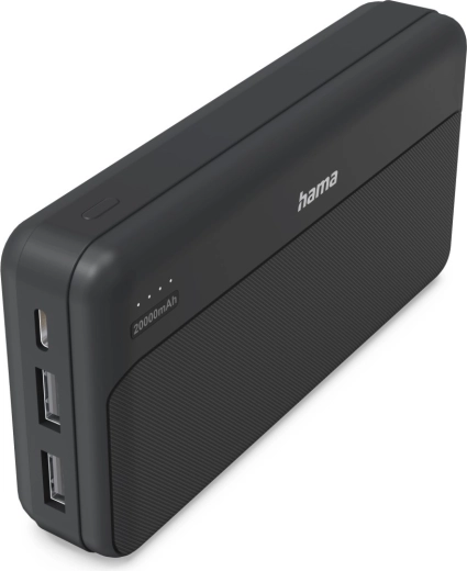 Hama powerbank 20000 mAh, 2× USB-A, antracit