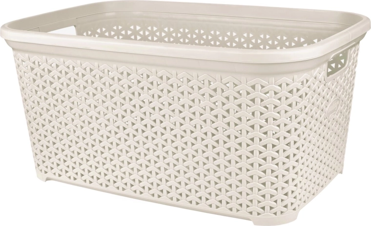 Hobby rattan hatású nyitott szennyeskosár 50 l, krémszínű