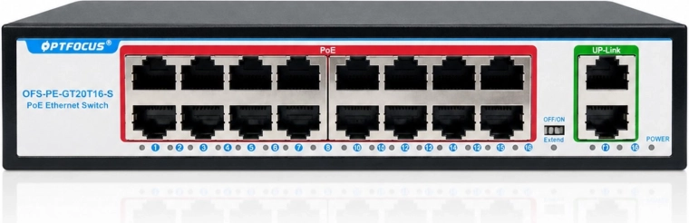 Gigabites PoE switch RENEW FORCE 16 PoE-porttal és 2 uplink porttal
