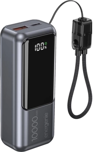 Powerbank LCD kijelzővel 10 000 mAh QC 3.0 20 W szürke