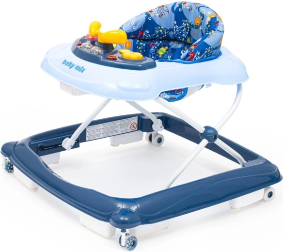 BABY MIX járássegítő kormánykerékkel és szilikon kerekekkel, sötétkék