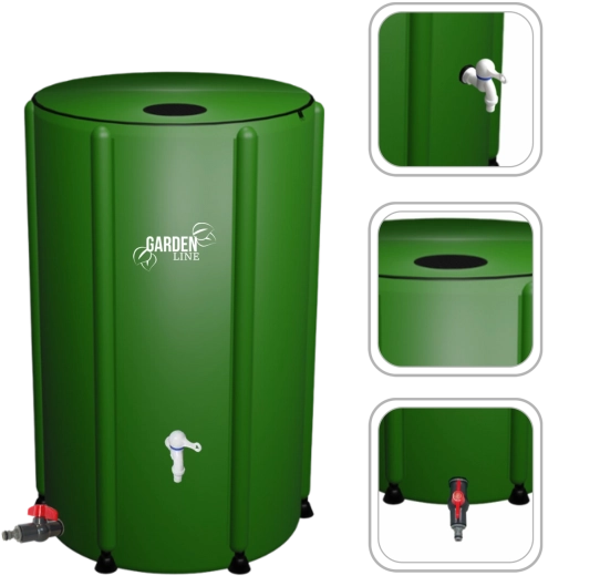 Nagy, 500 l-es kapacitás a kényelmes öntözéshez