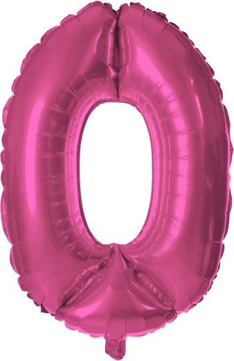 TORO 0 számjegyű rózsaszín fólia lufi, 30 cm