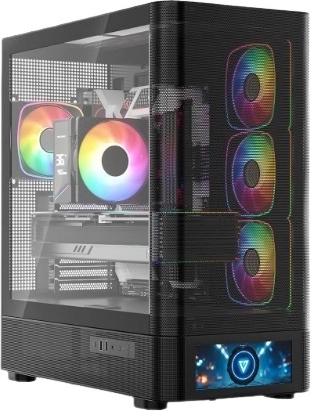MODECOM Volcano AQ500 ARGB Midi LCD-vel, fekete számítógépház