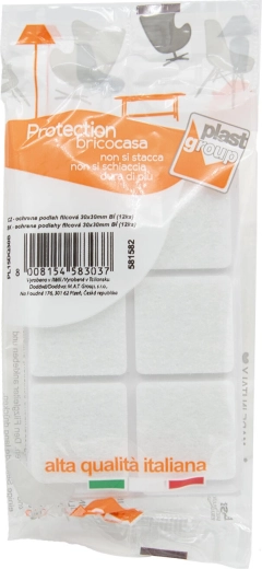 Öntapadós filc bútorcsúszka 30 × 30 mm, fehér (12 db)