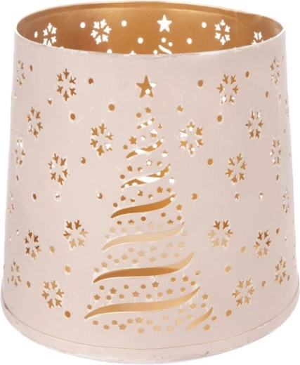 Fém karácsonyi gyertyatartó Tree fehér/arany 18 cm