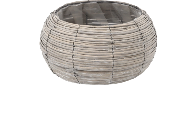 Fonott vessző kaspóhuzat (kerek), szürke 39 × 21 cm