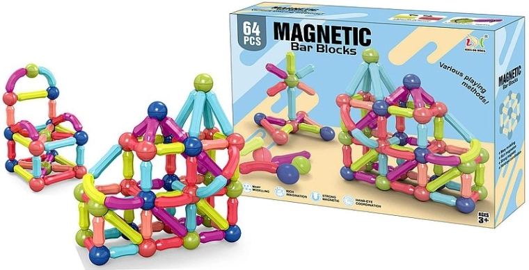 Mágneses 3D építőjáték – 64 darab