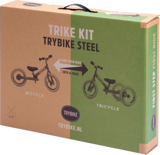 Trybike átalakító készlet futóbicikliről triciklire fekete kerékkel
