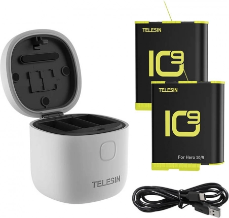 Vízálló töltőállomás TELESIN Allin Box GoPro HERO 9/10/11/12-hez + 2 akkumulátor