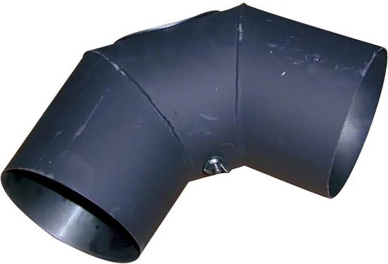Füstcső könyök tisztítónyílással 125 mm, 90°, acél 1,5 mm, fekete