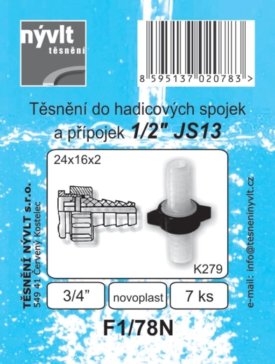 Tömítés tömlőcsatlakozásokhoz és kuplungokhoz 3/4" 24 × 16 × 2 mm, 7 darabos készlet