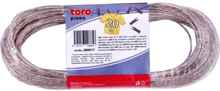 Toro ruhaszárító kötél acélhuzalos betéttel, 20 m