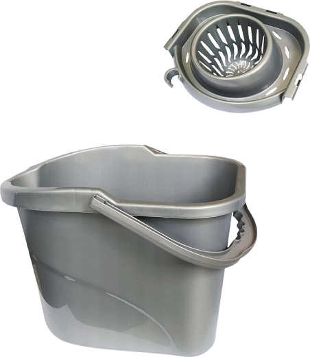 Ovális vödör csavaróval 15 l, ezüst