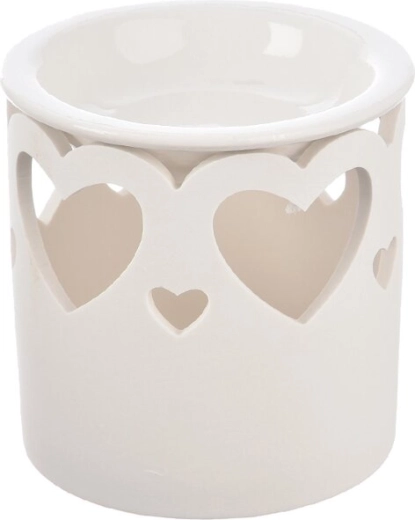 Szív alakú porcelán aromalámpa – fehér