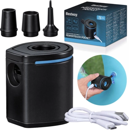 Bestway Powertouch Pocket USB zsebes elektromos levegőpumpa cserélhető fejekkel