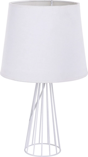 Fehér asztali lámpa fém rácsos talppal, 40 cm