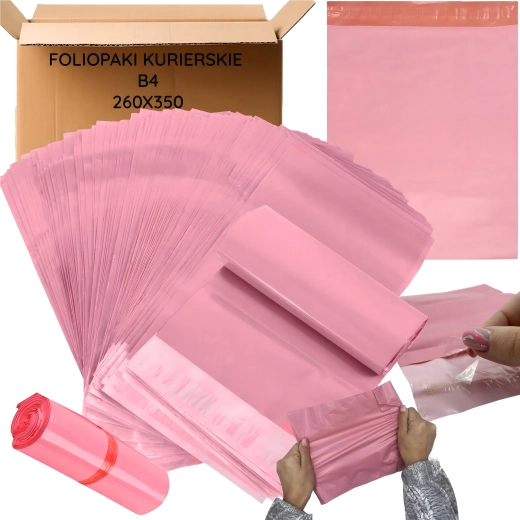 Rózsaszín futártasakok B4, 260 × 350 mm, 50 db – Méret: 260 × 350 mm