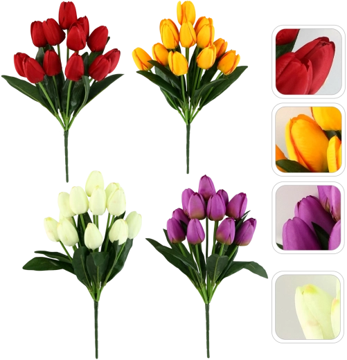 Műcsokor 12 tulipánnal, vegyes színekben, 43 cm