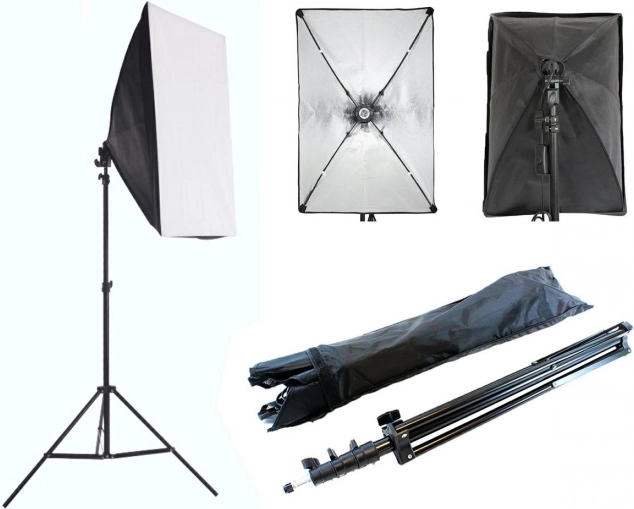 Hordozható fotószett softboxszal 60 × 40 cm és állvánnyal