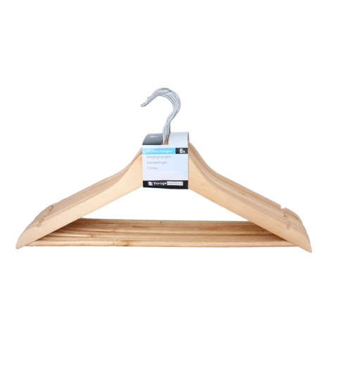 8 darabos Storage Solutions fa vállfakészlet, natúr barna