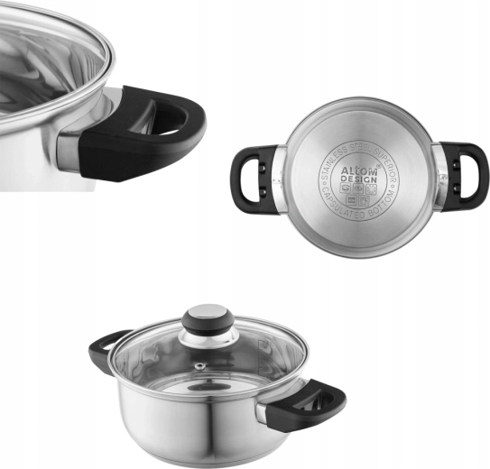 Altom Design Emilio rozsdamentes edény 1,9 l fedővel 18 cm