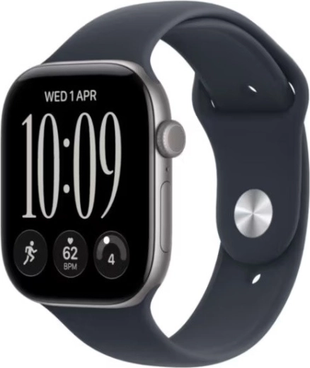 Apple Watch Series 12 GPS 42 mm-es, csillagszürke alumíniumtokkal és sötétkék S/M sportpánttal