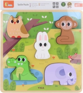 VIGA erdei állatkás fa tapintós puzzle