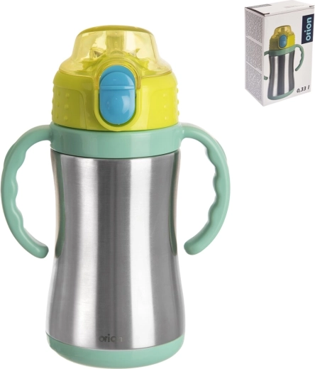 Rozsdamentes termosz szívószállal 330 ml, zöld