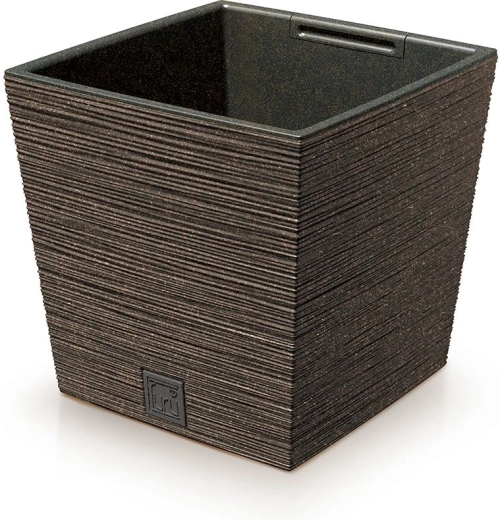 Furu Square Low Eco Wood virágtartó betéttel 29,5 cm – kávé