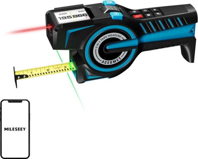 Mileseey DTX 10 lézeres távolságmérő szalaggal és Bluetooth-szal (100 m)