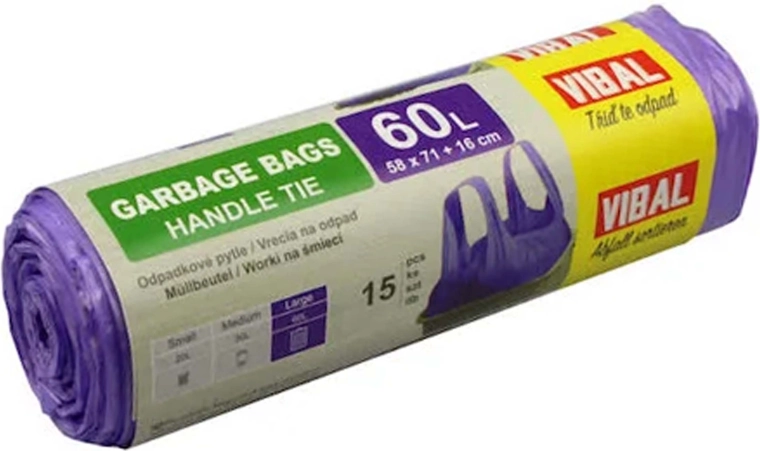 Lila húzózsinóros szemeteszsákok 60 l – 10 db