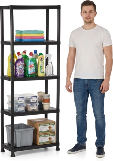 Öt masszív polc 25 kg teherbírással