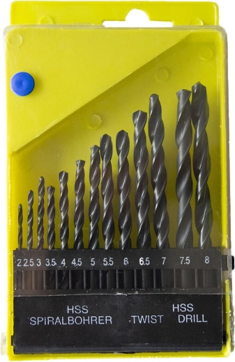 HSS fémspirálfúró készlet 2,0–8,0 mm, 13 darab