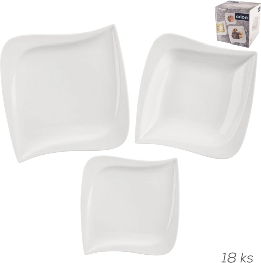 Mona Musica porcelán étkészlet – szögletes tányérszett, 18 db