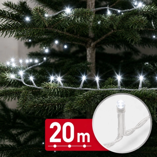 LED-es fényfüzér hideg fehér fénnyel, 20 m, 400 LED
