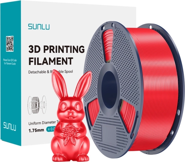 Sunlu PLA+ Silk filament 3D nyomtatáshoz, piros
