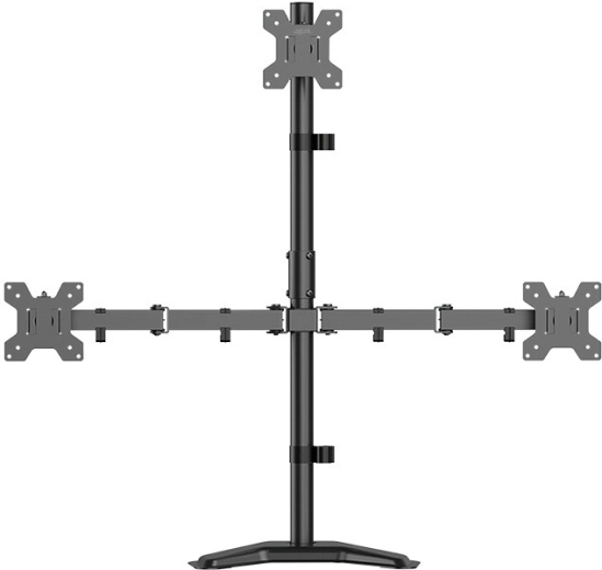 3 monitoros állvány 17–32" képernyőkhöz, 10 kg teherbírás karronként
