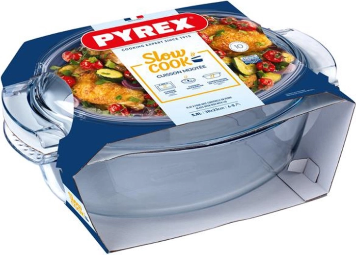 Ovális PYREX üveg tepsifazék fedővel, 5,8 l