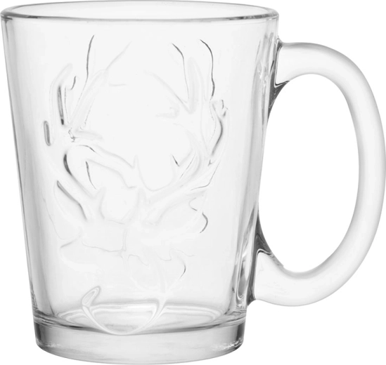 Altom Design Leon üveg bögre 300 ml rénszarvas dombormintával