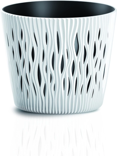 Sandy Round virágtartó betéttel, 15,8 cm – fehér