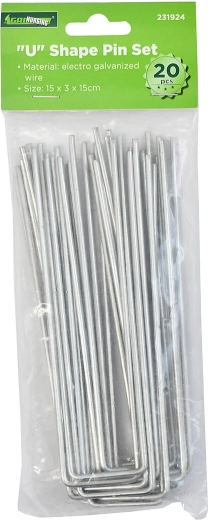 U alakú rögzítő agrotextíliához 15 × 3 × 15 cm, horganyzott (20 db)