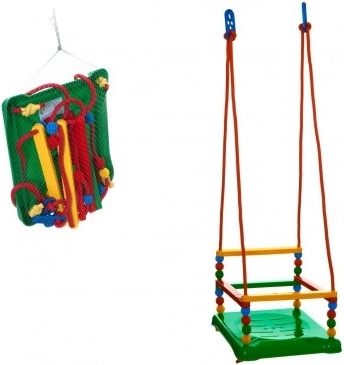 Műanyag hintaló karfás védelemmel, 35 × 34 cm, teherbírás 40 kg – Zöld