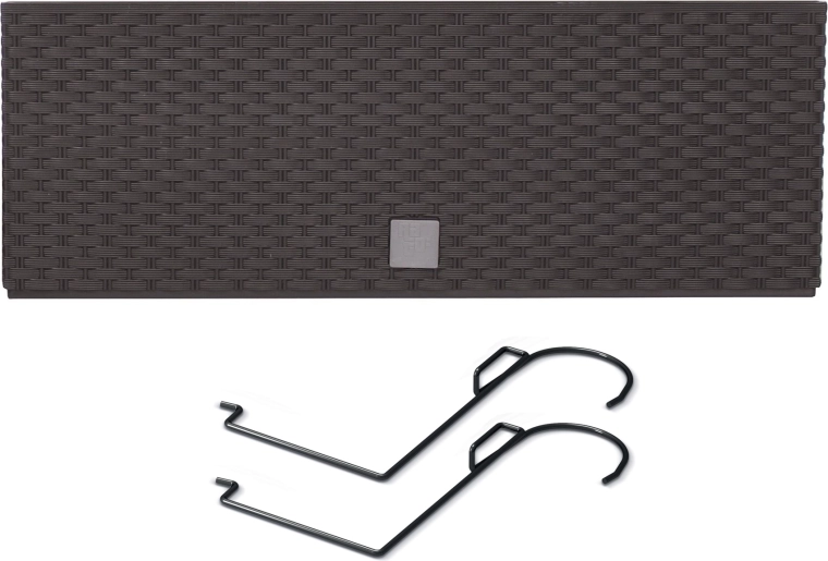 Függesztett rattan hatású balkonláda betéttel, 58 cm, antracit