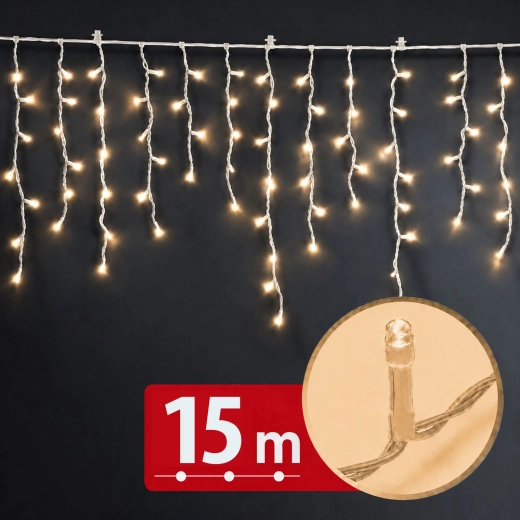 15 m-es LED fényfüggöny 600 LED-del, meleg fehér