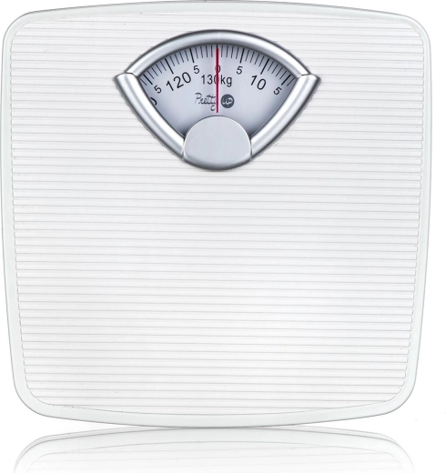 mechanikus személymérleg 130 kg teherbírással, fehér színben PU-07