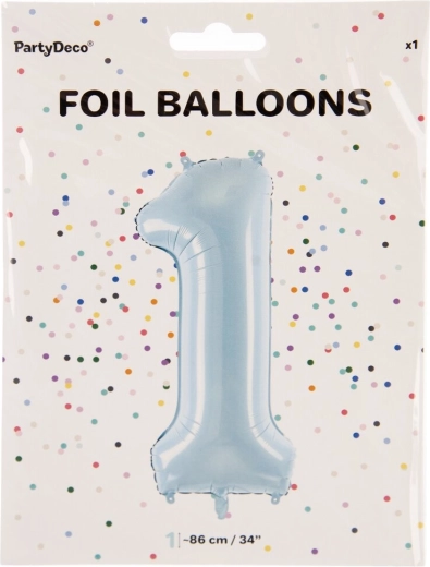 Kék fólia lufi 1-es szám 86 cm
