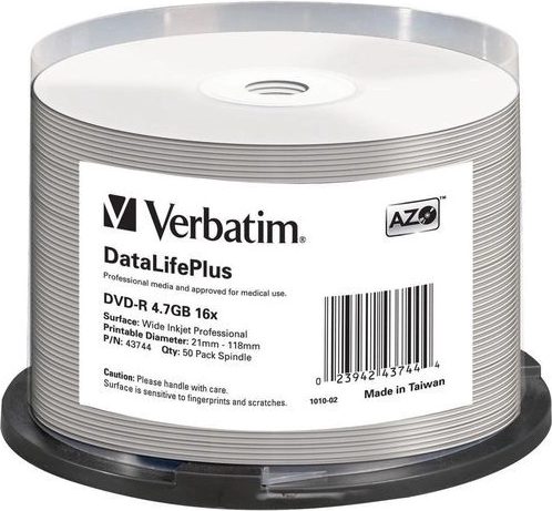 Verbatim DataLifePlus DVD-R 4,7 GB 16x tintázható felülettel – 50 db