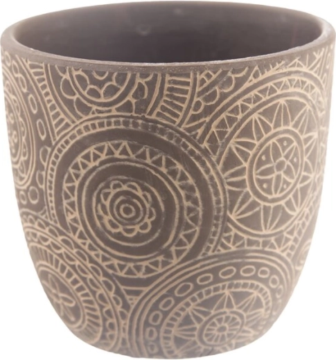 Mandala mintás bézs kerámia virágcserép 13 × 13 × 12 cm