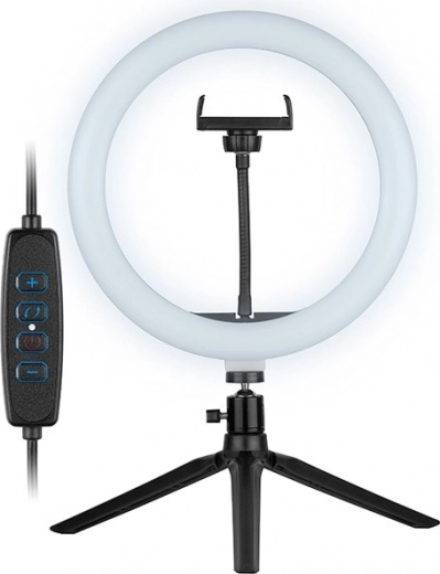 26 cm-es kör alakú LED fény mini állvánnyal és telefontartóval
